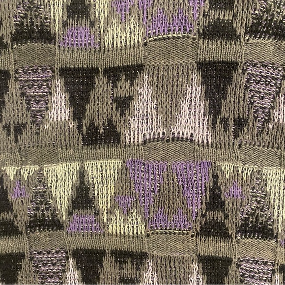 VTG Fluid Sweater Men’s XL Purple Gray Black Knit Geometric 80’s Retro Crew Neck - Picture 2 of 11